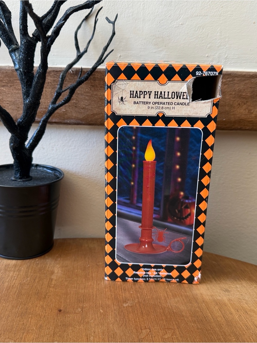 Battery Operated Red Halloween spider Candle